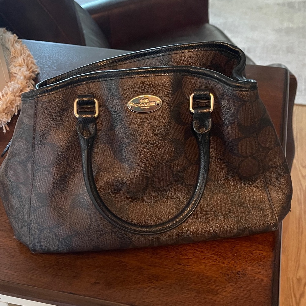 Coach Black and Brown Signature Satchel